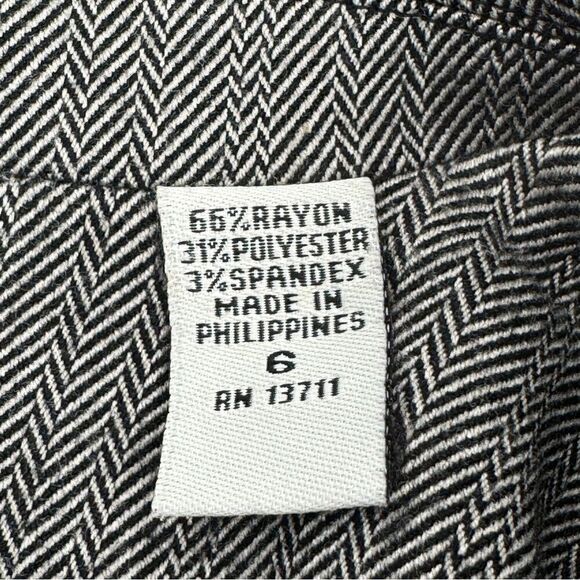 Amanda Smith Herringbone Oversized Blazer Jacket Black Tan 6 Single Breasted - Picture 11 of 15